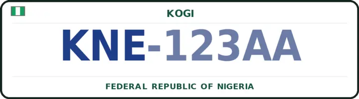 Nigerian number plate with the KNE code — Okene, Kogi