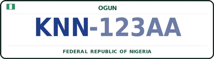 Nigerian number plate with the KNN code — Ikenne, Ogun