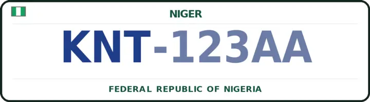 Nigerian number plate with the KNT code — Kontagora, Niger