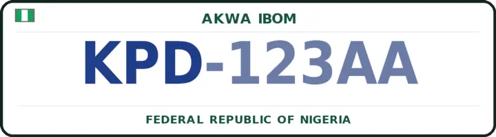 Nigerian number plate with the KPD code — Okobo, Akwa Ibom