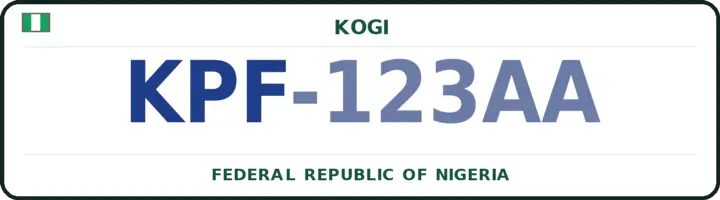 Nigerian number plate with the KPF code — Ogori/Magongo, Kogi