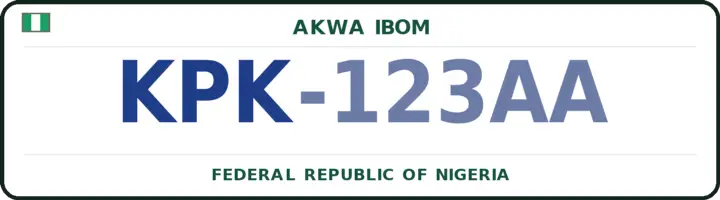 Nigerian number plate with the KPK code — Ukanafun, Akwa Ibom