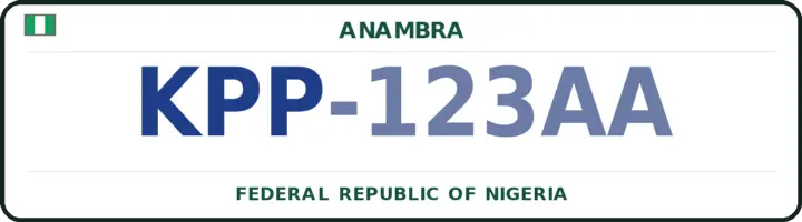 Nigerian number plate with the KPP code — Dunukofia, Anambra