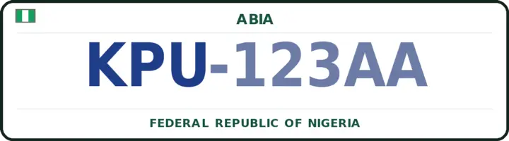 Nigerian number plate with the KPU code — Isiala-Ngwa North, Abia