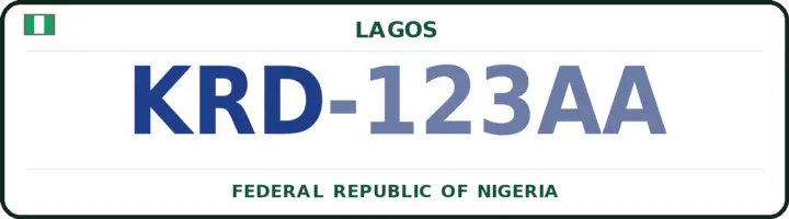 Nigerian number plate with the KRD code — Ikorodu, Lagos