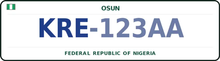 Nigerian number plate with the KRE code — Irewole, Osun