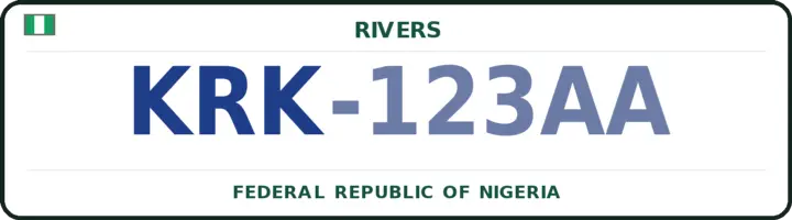 Nigerian number plate with the KRK code — Okrika, Rivers