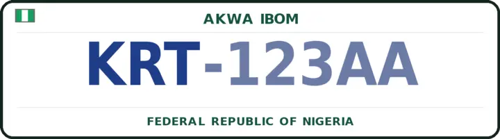 Nigerian number plate with the KRT code — Eastern Obolo, Akwa Ibom
