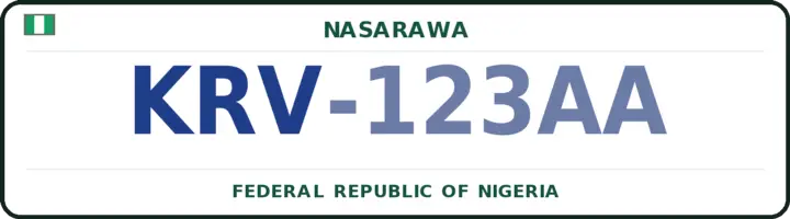Nigerian number plate with the KRV code — Karu, Nasarawa