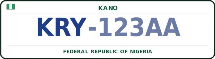Nigerian number plate with the KRY code — Karaye, Kano