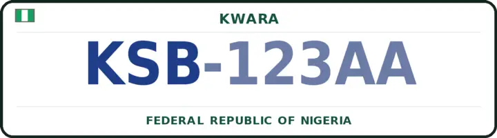 Nigerian number plate with the KSB code — Baruten, Kwara