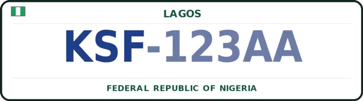Nigerian number plate with the KSF code — Kosofe, Lagos