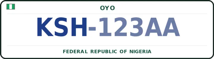 Nigerian number plate with the KSH code — Irepo, Oyo