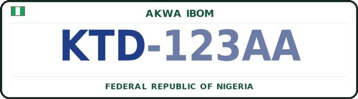 Nigerian number plate with the KTD code — Nsit-Ubium, Akwa Ibom