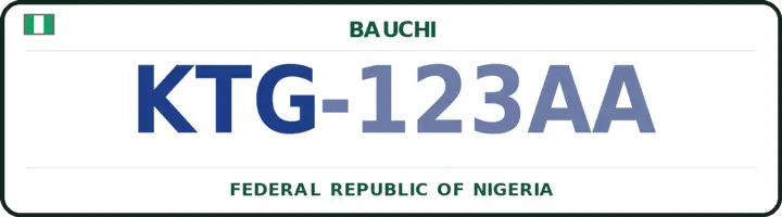 Nigerian number plate with the KTG code — Katagum, Bauchi