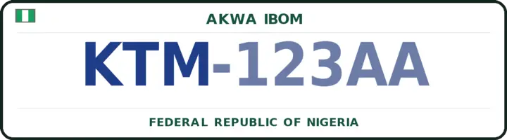 Nigerian number plate with the KTM code — Orukanam, Akwa Ibom