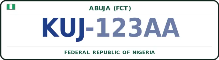 Nigerian number plate with the KUJ code — Kuje Area Council, Abuja
