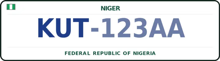 Nigerian number plate with the KUT code — Shiroro, Niger