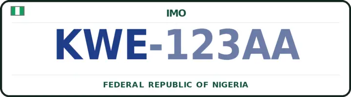 Nigerian number plate with the KWE code — Onuimo, Imo