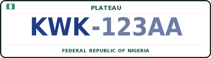 Nigerian number plate with the KWK code — Kanke, Plateau