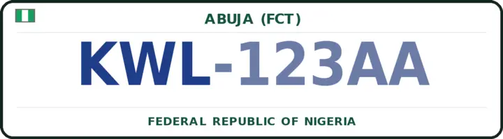 Nigerian number plate with the KWL code — Kwali, Abuja