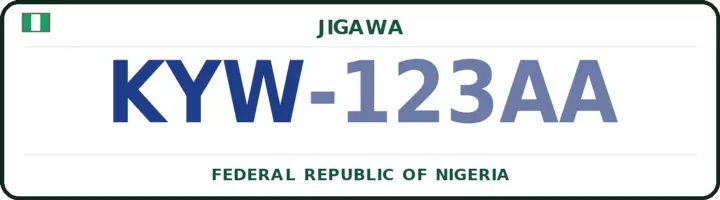 Nigerian number plate with the KYW code — Kiyawa, Jigawa