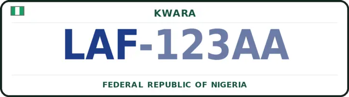 Nigerian number plate with the LAF code — Edu, Kwara