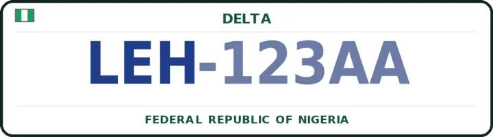 Nigerian number plate with the LEH code — Isoko-South, Delta
