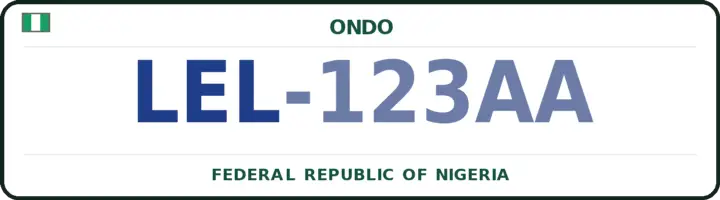 Nigerian number plate with the LEL code — Ile-Oluji-Okeigbo, Ondo