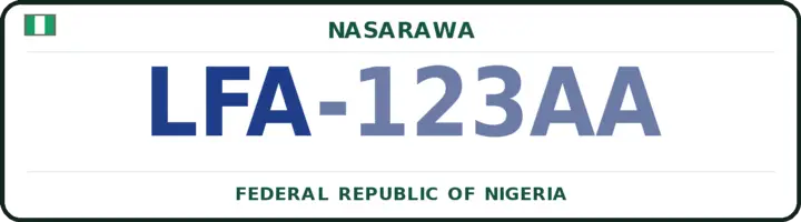 Nigerian number plate with the LFA code — Lafia, Nasarawa
