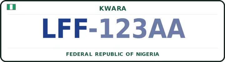 Nigerian number plate with the LFF code — Oke-Ero, Kwara