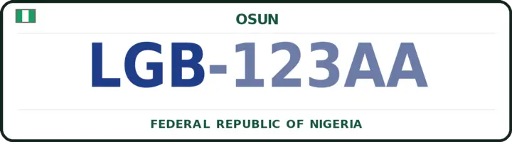 Nigerian number plate with the LGB code — Ayedire, Osun