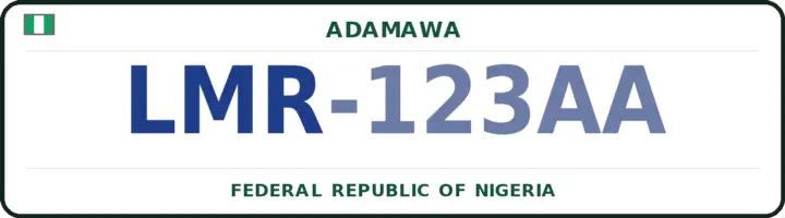 Nigerian number plate with the LMR code — Lamurde, Adamawa