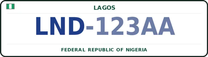 Nigerian number plate with the LND code — Lagos-Mainland, Lagos