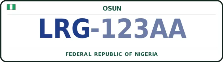 Nigerian number plate with the LRG code — Ila, Osun