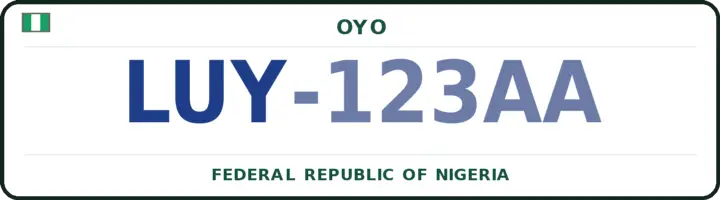 Nigerian number plate with the LUY code — Ibadan-South-West, Oyo