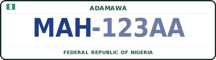Nigerian number plate with the MAH code — Maiha, Adamawa
