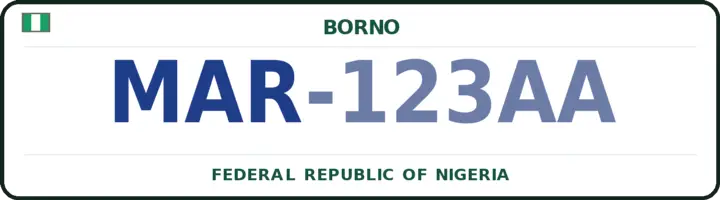 Nigerian number plate with the MAR code — Marte, Borno