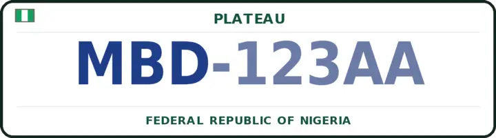 Nigerian number plate with the MBD code — Langtang-South, Plateau