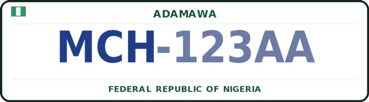 Nigerian number plate with the MCH code — Michika, Adamawa