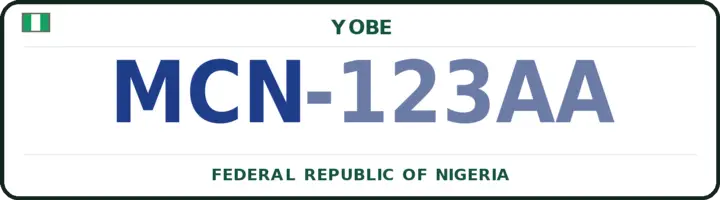 Nigerian number plate with the MCN code — Machina, Yobe