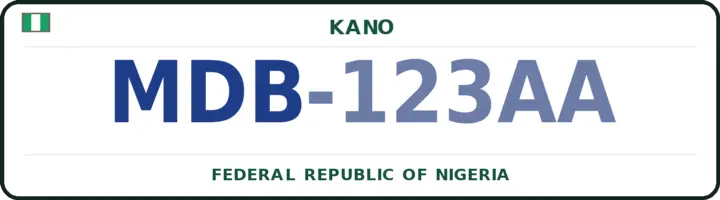 Nigerian number plate with the MDB code — Madobi, Kano