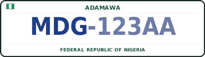 Nigerian number plate with the MDG code — Madagali, Adamawa