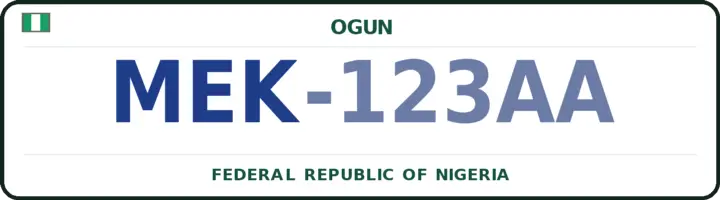 Nigerian number plate with the MEK code — Imeko-Afon, Ogun