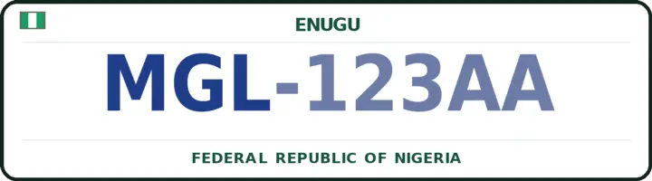 Nigerian number plate with the MGL code — Nkanu-East, Enugu