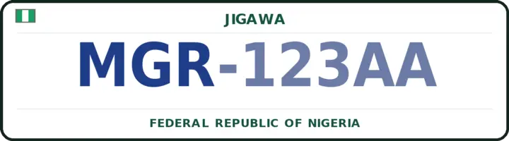 Nigerian number plate with the MGR code — Maigatari, Jigawa