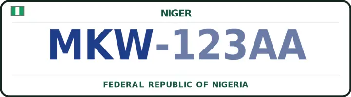 Nigerian number plate with the MKW code — Mokwa, Niger