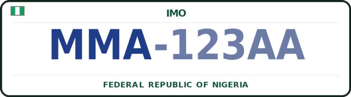 Nigerian number plate with the MMA code — Oru-East, Imo