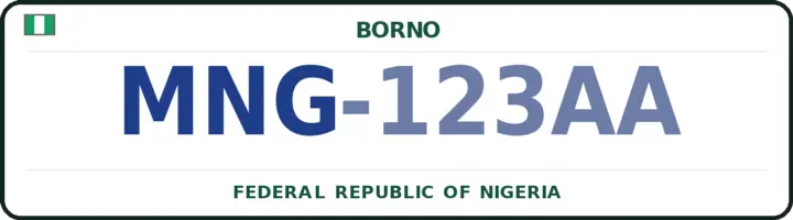 Nigerian number plate with the MNG code — Monguno, Borno