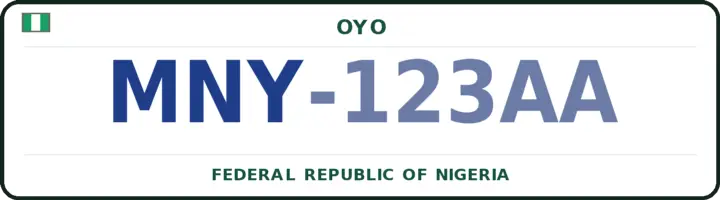 Nigerian number plate with the MNY code — Akinyele, Oyo